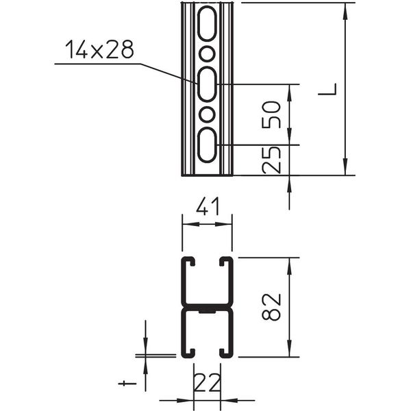 MS4182P3000FS Profile rail perforated, slot 22mm 3000x41x82 image 2