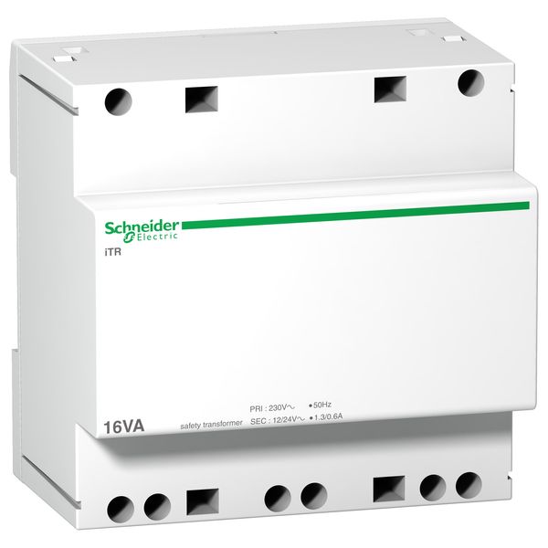 modular safety transfomer iTR - 230 V 50..60 Hz - output 12..24 V - 16 VA image 1