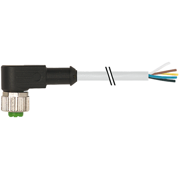 M12 female 90° A-cod. with cable PUR 5x0.34 gy +robot+drag ch. 1.5m image 1