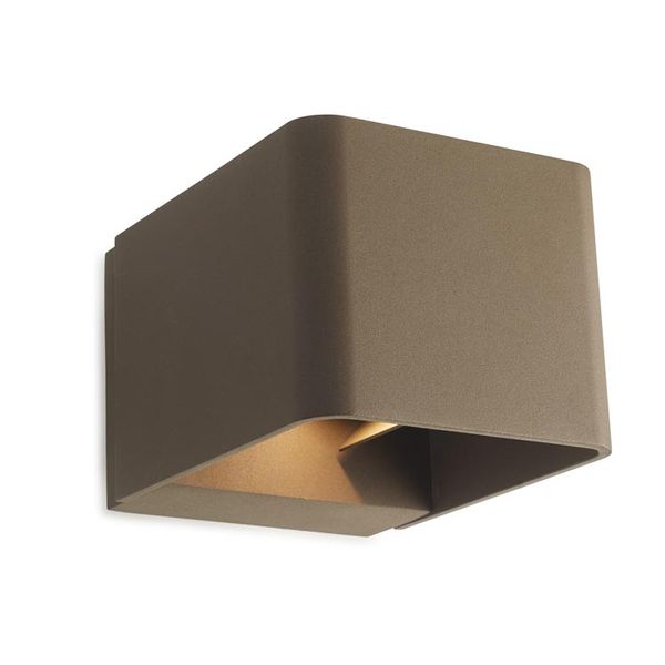 Wall fixture IP65 Wilson Square LED 9W LED warm-white 3000K ON-OFF Brown 623lm image 1