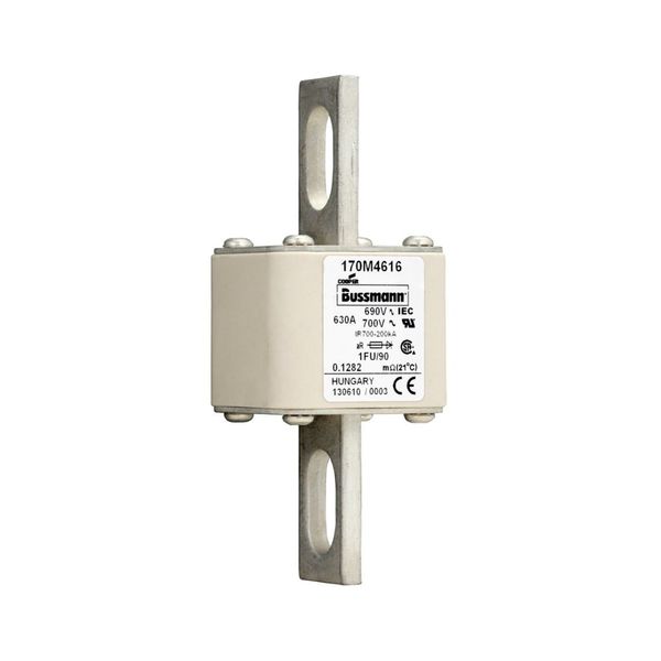 Fuse-link, high speed, 630 A, AC 690 V, size 1, 53 x 69 x 136 mm, aR, IEC, UL, no indicator, 90 mm centers image 11