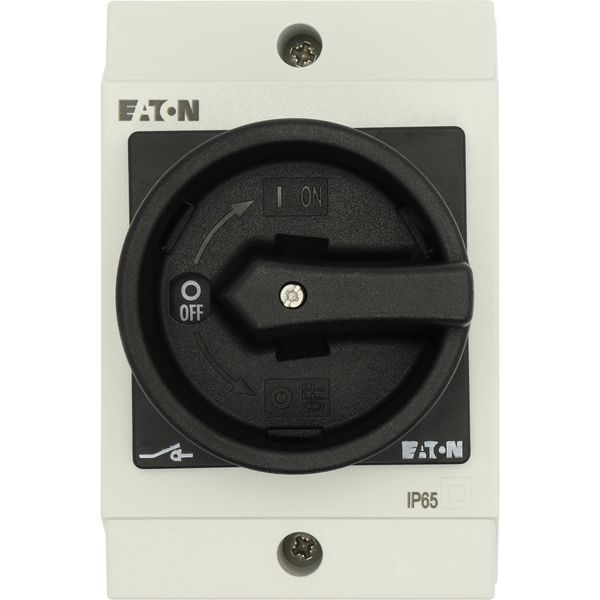 Main switch, T0, 20 A, surface mounting, 2 contact unit(s), 3 pole, STOP function, With black rotary handle and locking ring, Lockable in the 0 (Off) image 23