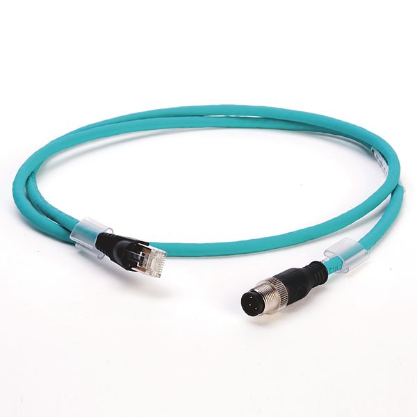 Connection Cable, EtherNet, 4 Conductor, M12 Male, RJ45 Male, 1m image 1