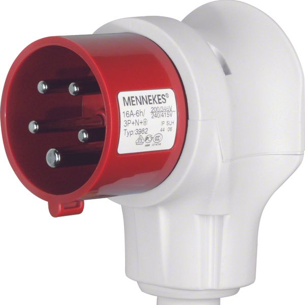 CEE right angle plug 5pole 16 A, connecting system, grey/red image 1