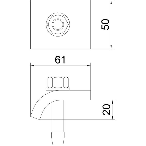 KWH 20 FT Clamping profile with hook screw, h = 20 mm 60x50 image 2