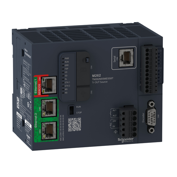 Modicon M262 mozgásvezérlő PLC, 8 I/O, 4 tengely, Opt. Ethernet, Sercos image 1