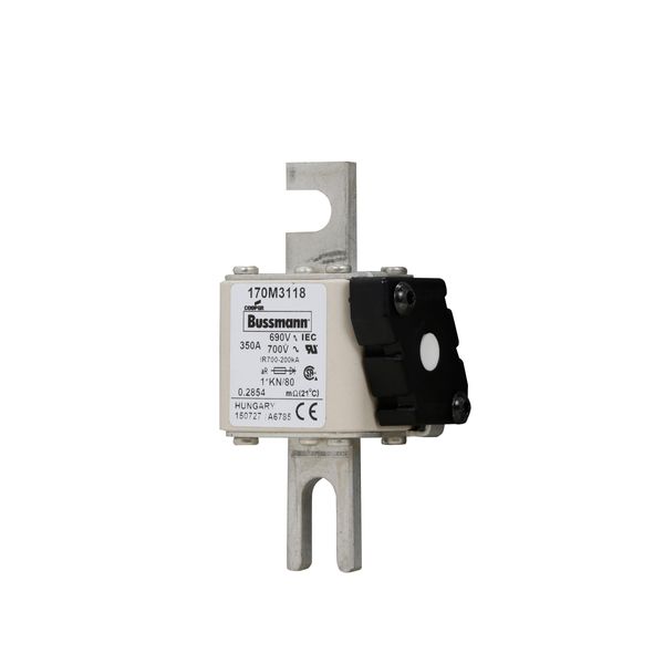 Fuse-link, high speed, 350 A, AC 690 V, compact DIN 1, 45 x 59 x 104 mm, aR, DIN, IEC, single indicator image 5