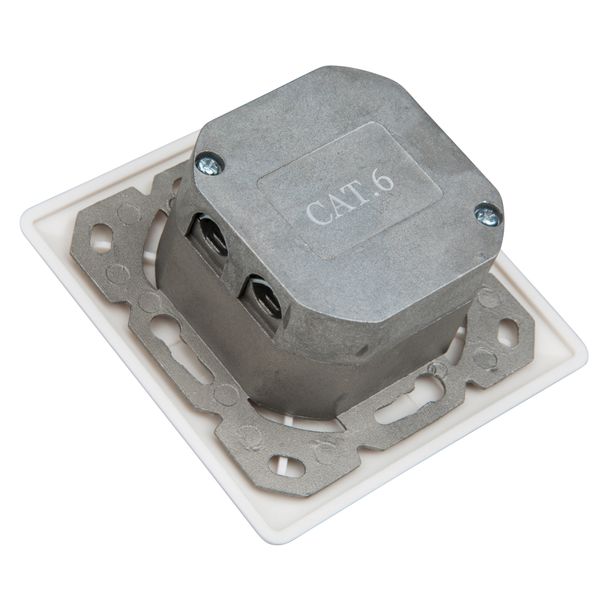Data Outlet 2xRJ45 shielded Cat.6, UAE, 80x80mm, RAL9010 image 7