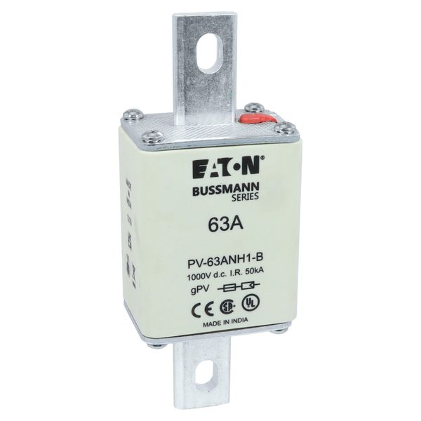 Fuse-link, high speed, 63 A, DC 1000 V, NH1, gPV, UL PV, UL, IEC, dual indicator, bolted tags image 32