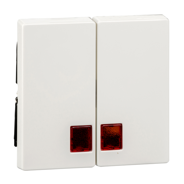 Rocker 2-gang w. red rectangular indicator window, polar white, glossy, System M image 1