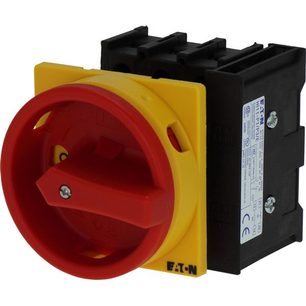 Main switch, P1, 40 A, flush mounting, 3 pole, 1 N/O, 1 N/C, Emergency switching off function, With red rotary handle and yellow locking ring, Lockabl image 4