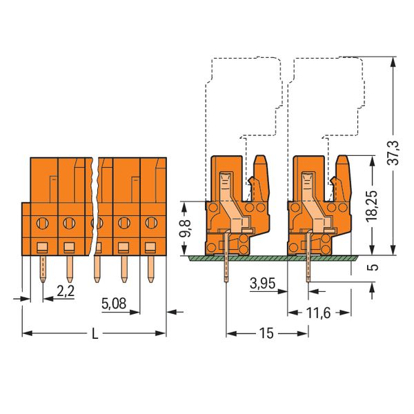 THT female header straight Pin spacing 5.08 mm orange image 4