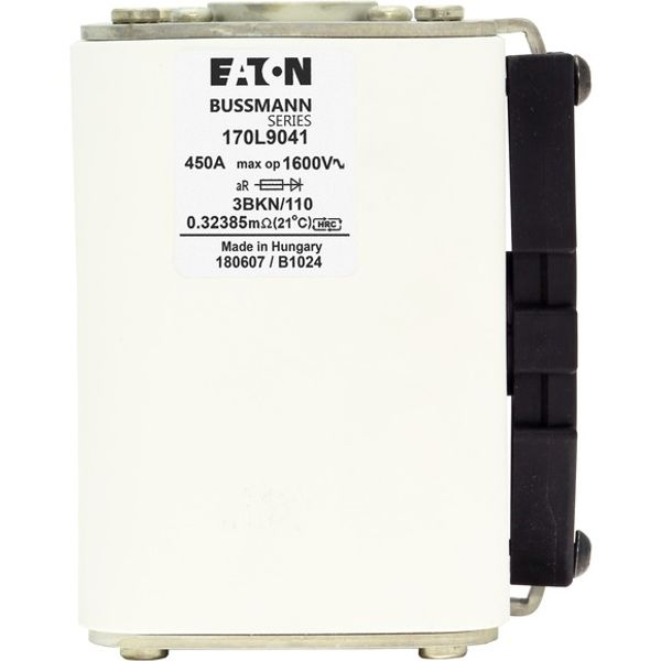 Fuse-link, high speed, 450 A, AC 1600 V, Size 3, 85 x 96 x 112 mm, aR, IEC, single indicator image 2