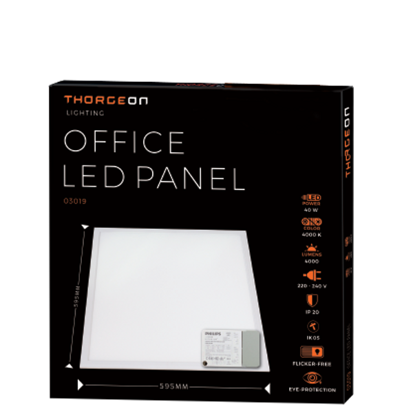 Office LED Panel 40W 4000K 4000Lm 595x595x9mm (PHILIPS Xitanium driver) image 2