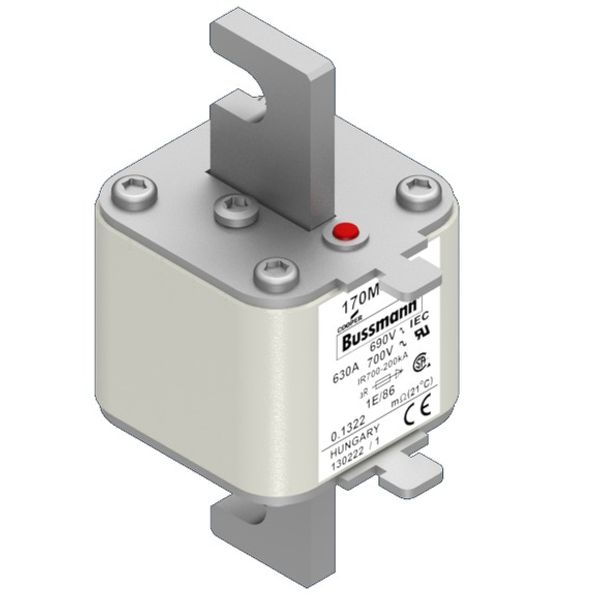 Fuse-link, high speed, 630 A, AC 690 V, size 1, 53 x 69 x 111 mm, aR, IEC, single indicator image 3