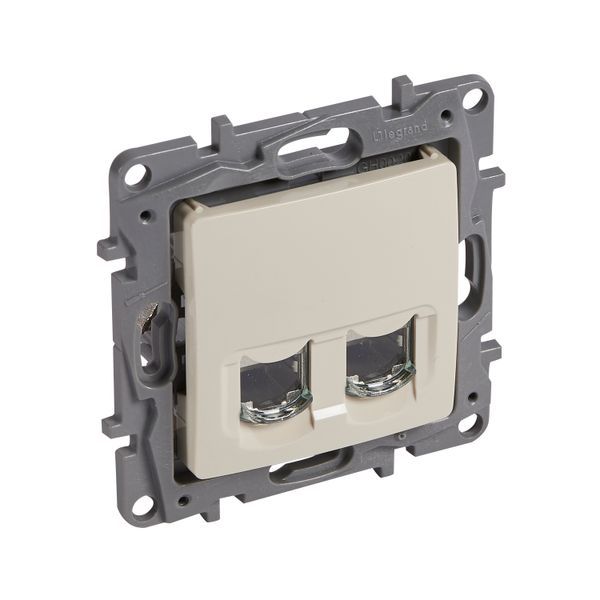 Double RJ45 socket category 6 STP ivory image 1