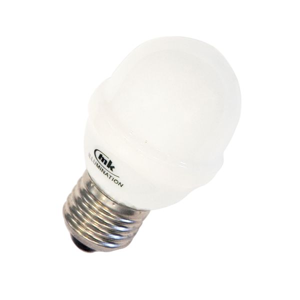 Golf Ball E27, amber LEDs, frosted PVC Cap
white socket, 220-240V, 1W image 1