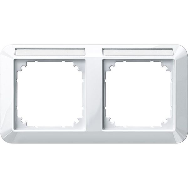 1-M frame, 2f. m. label holder, horizontal installation, polar white glossy image 1