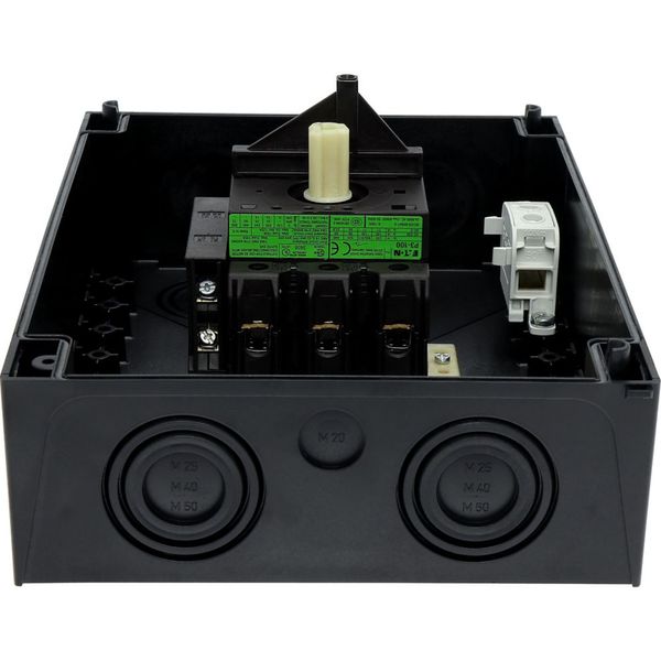 Main switch, P3, 100 A, surface mounting, 3 pole, 1 N/O, 1 N/C, STOP function, With black rotary handle and locking ring, Lockable in the 0 (Off) posi image 82