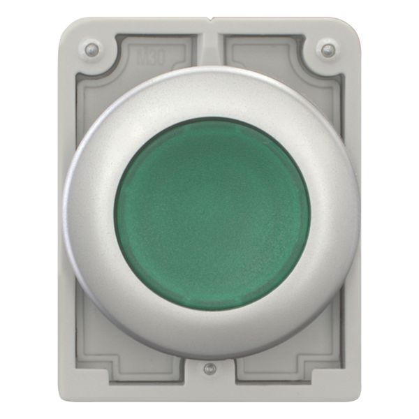 Illuminated pushbutton actuator, RMQ-Titan, Flat, momentary, green, Blank, Metal bezel image 4