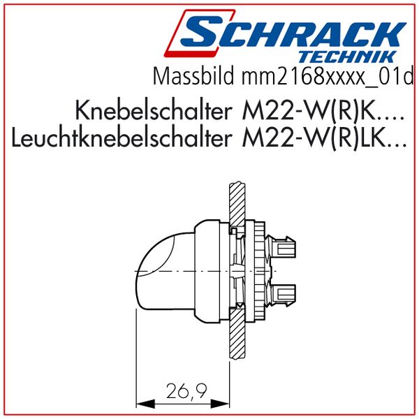 Ill. sel. switch, 2 pos., spring-return, red, clamp handle image 2