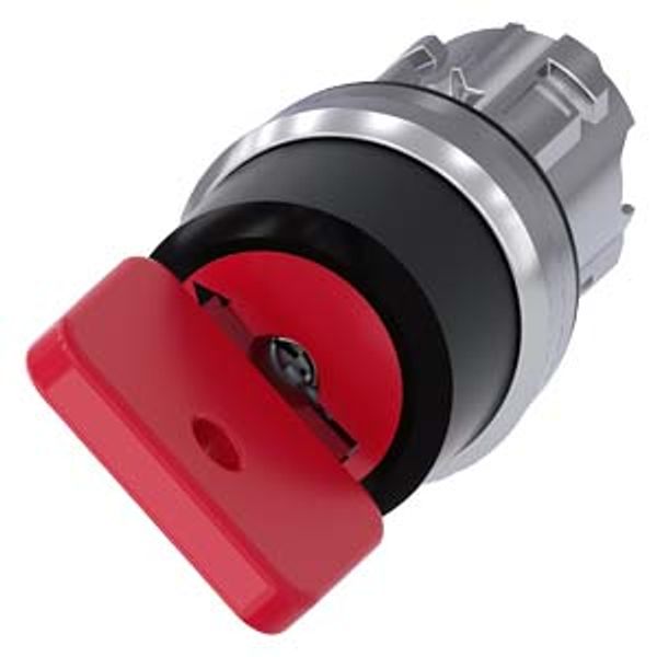 3SU1050-4FC01-0AA0-Z X90 Key-operated switch O.M.R, 22 mm, round, metal, shiny, lock number 73037, red, with 2 keys, 2 switch positions O image 1