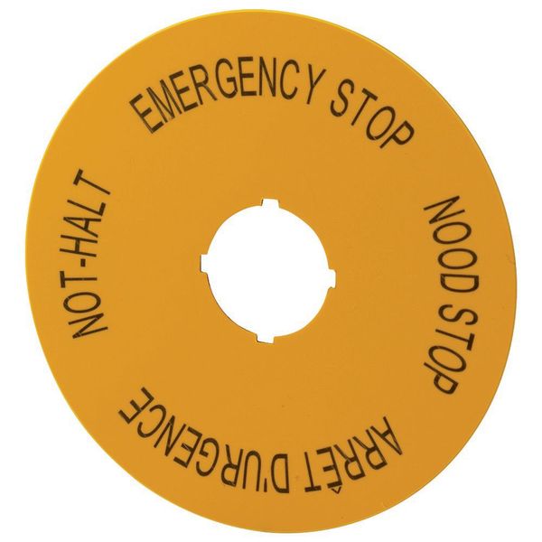 Label, emergency stop, D=90mm, yellow, DE, EN, NLNL, FR image 5