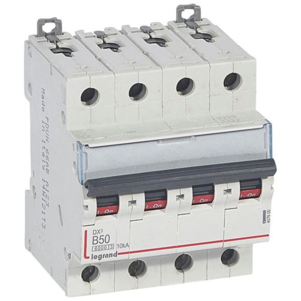 DX³6000 10kA high inlet and low outgoing screw circuit breaker 4P 400V~ - 50A - curve B - 4 modules image 1