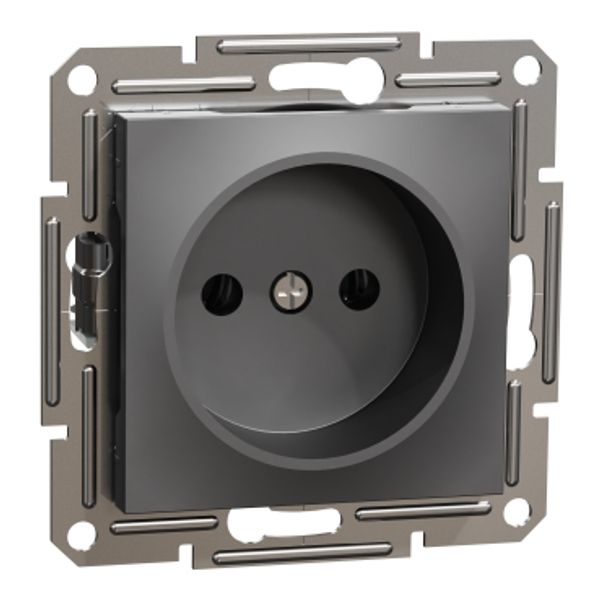 Asfora - single socket outlet without earth contact, wo frame, anthracite image 2