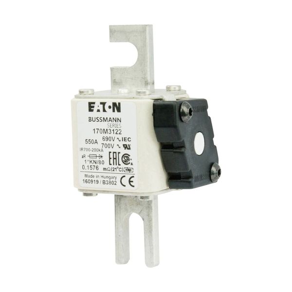 Fuse-link, high speed, 550 A, AC 690 V, compact DIN 1, 45 x 59 x 104 mm, aR, DIN, IEC, single indicator image 8