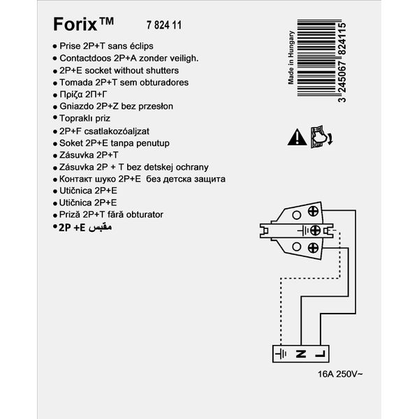 German std socket 2P+E Forix - surface mounting - IP 2X - 16 A - 250 V~ - white image 3
