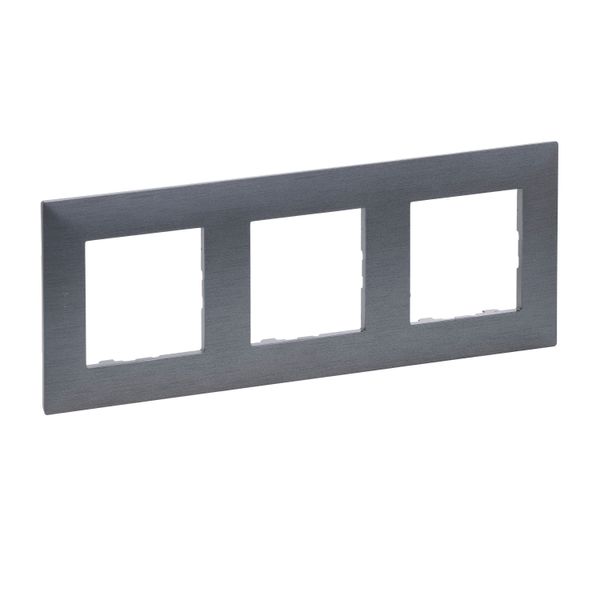 3-GANG PLATE BRUSHED MEDIUM GREY image 1