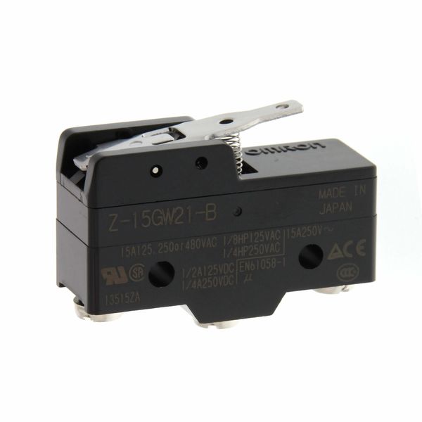 Basic switch, short hinge lever, SPDT, 15A image 5