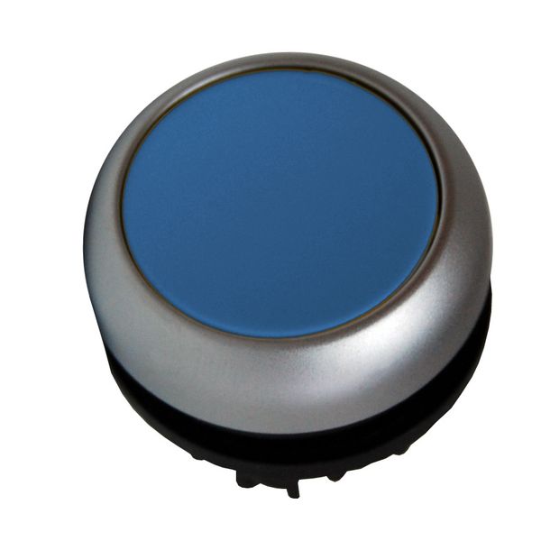 Push-button flat, spring-return, blue image 1