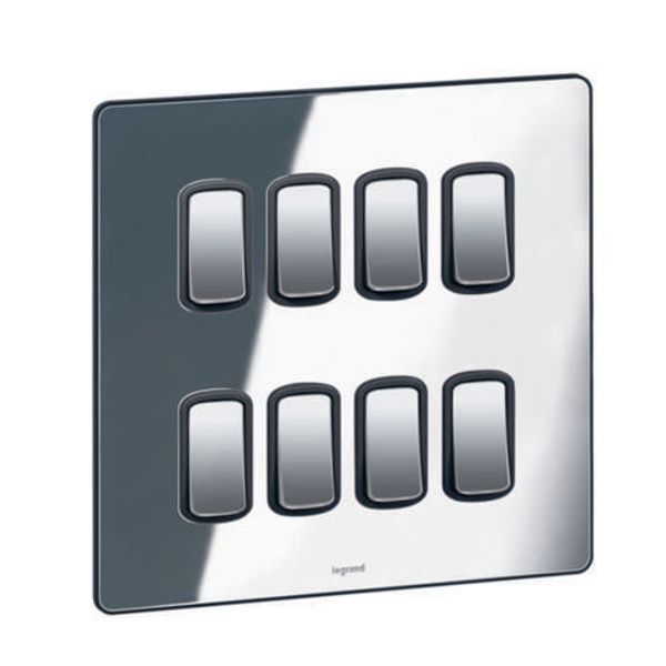 Synergy™ - Front plate -8 Grid mod -2x2 gang -Sleek - design brushed stainless steel image 1