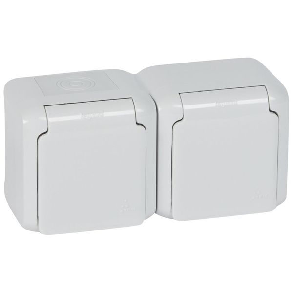 2 x 2P+E French std socket outlet Forix - surface mounting - 16 A - 250 V~ -grey image 1