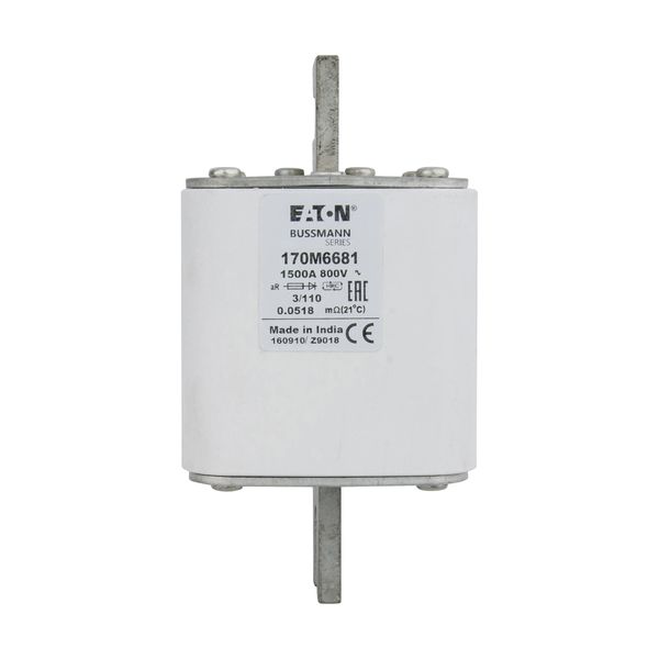 Fuse-link, high speed, 1500 A, AC 800 V, size 3, 76 x 90 x 141 mm, aR, IEC, single indicator image 13