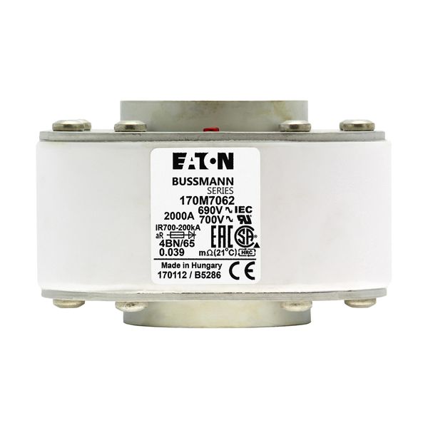 Fuse-link, high speed, 2000 A, AC 690 V, size 4, 67 x 105 x 105 mm, aR, IEC, single indicator image 6