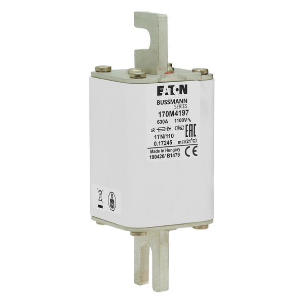 Fuse-link, high speed, 630 A, AC 1100 V, size 1, 53 x 66 x 138 mm, aR, DIN, IEC, single indicator image 18