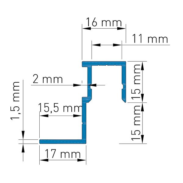 Aluminium profile KLP, L-2000mm W-31mm H-30mm image 2