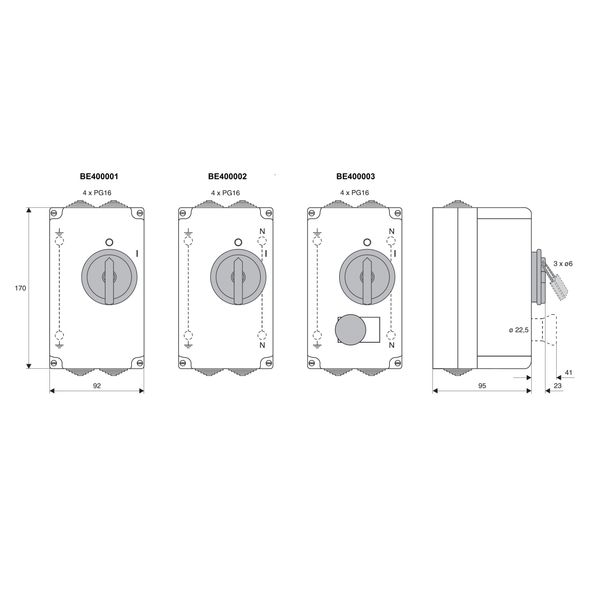 IP54 Enclosure + Emergency Stop for MPCB BE4 image 3