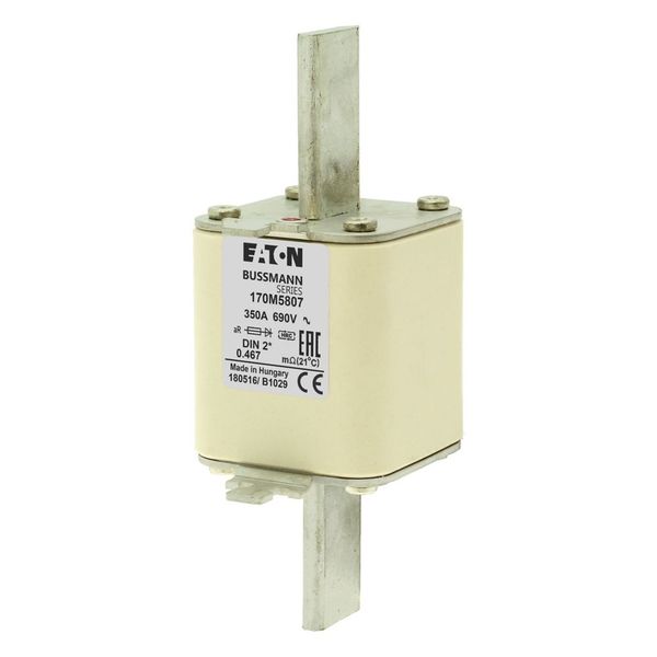 Fuse-link, high speed, 350 A, AC 690 V, compact DIN 2, 55 x 71 x 150 mm, aR, DIN, IEC, single indicator image 5