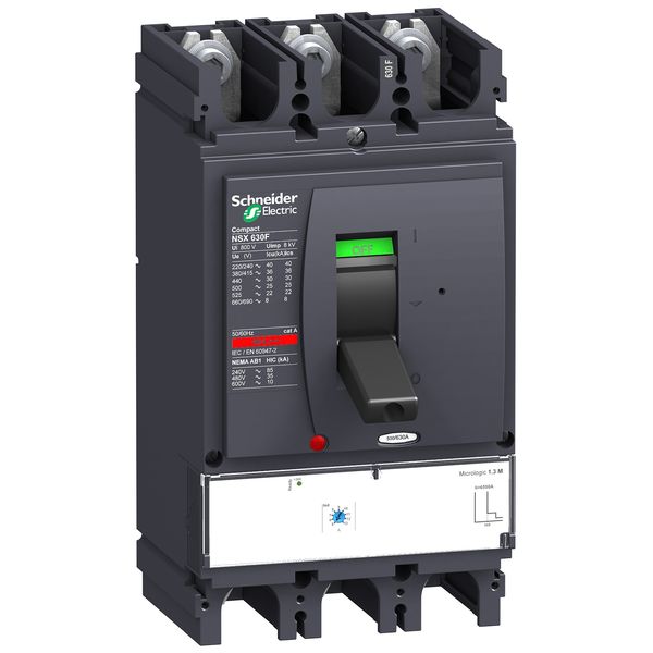 circuit breaker ComPact NSX630H, 70 kA at 415 VAC, MicroLogic 1.3 M trip unit 500 A, 3 poles 3d image 4