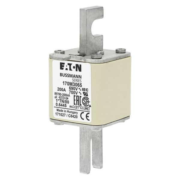 Fuse-link, high speed, 200 A, AC 690 V, compact DIN 1, 45 x 58 x 104 mm, aR, DIN, IEC, single indicator image 5