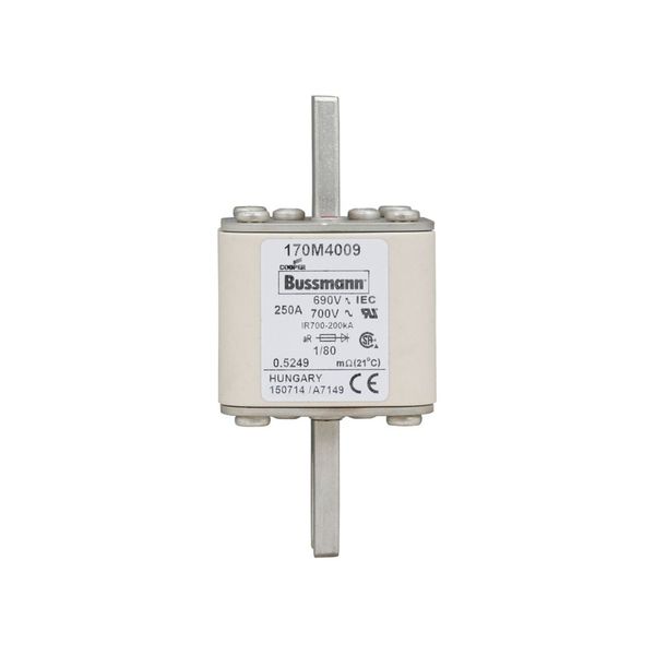 Fuse-link, high speed, 250 A, AC 690 V, DIN 1, 53 x 53 x 108 mm, aR, DIN, IEC, single indicator image 6