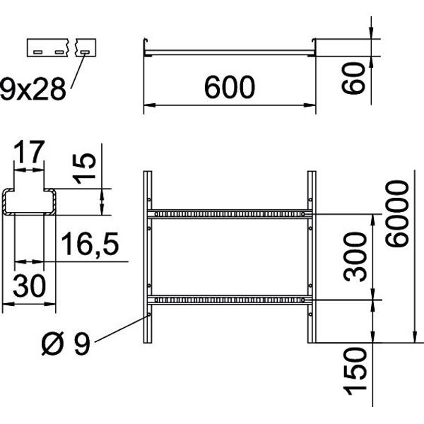 LCIS 660 6 A2 Cable ladder perforated rung, welded 60x600x6000 image 2