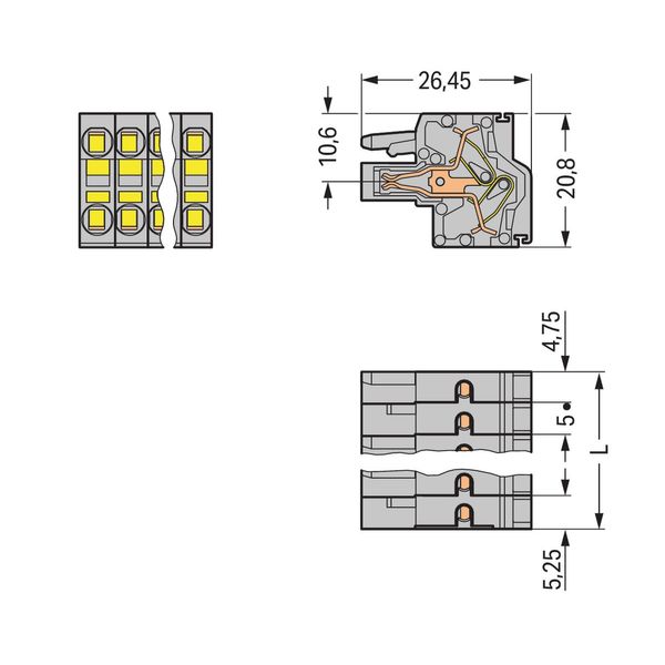 2-conductor female connector Push-in CAGE CLAMP® 2.5 mm² gray image 2