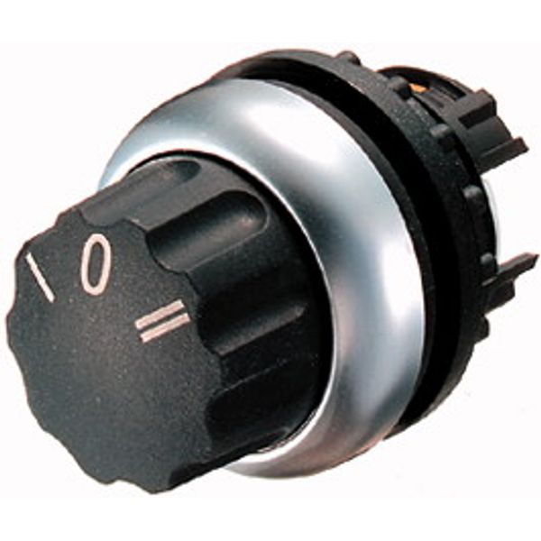Changeover switch, RMQ-Titan, With rotary head, momentary, 3 positions, inscribed, Bezel: titanium image 1