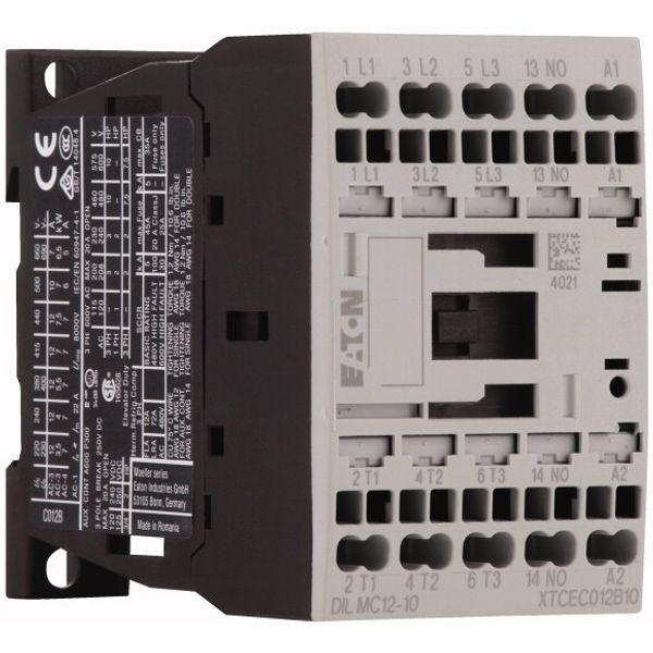 Contactor, 3 pole, 380 V 400 V 5.5 kW, 1 N/O, 110 V DC, DC operation, Spring-loaded terminals image 4