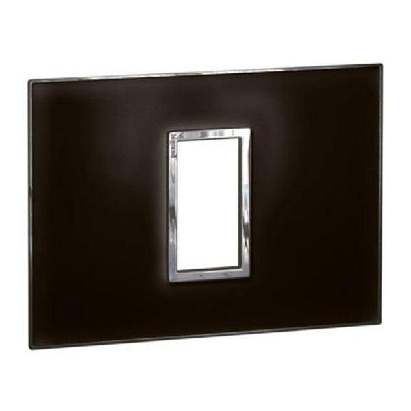 Plate Arteor - Italian / US standard - square - 1 module - mirror black image 1